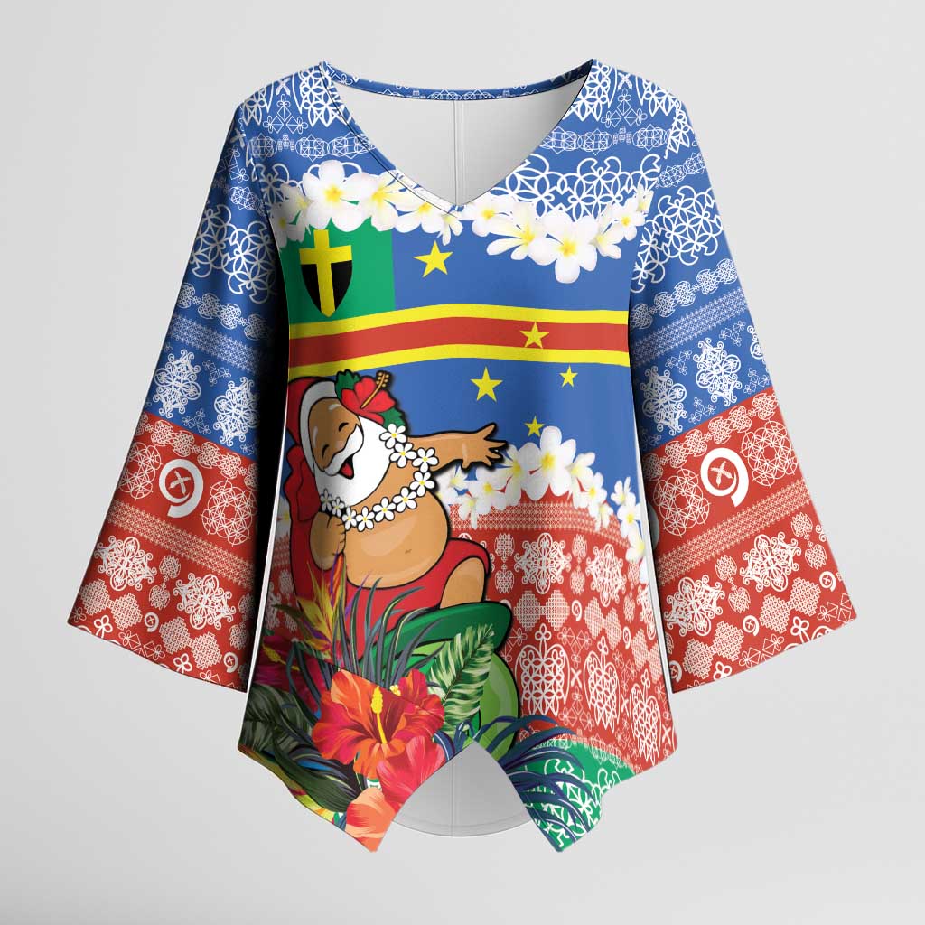 Personalised Tafea Joyeux Noel Kimono Sleeve Blouse Proud To Be a Ni-Van Sand Drawing Art - Polynesian Pride