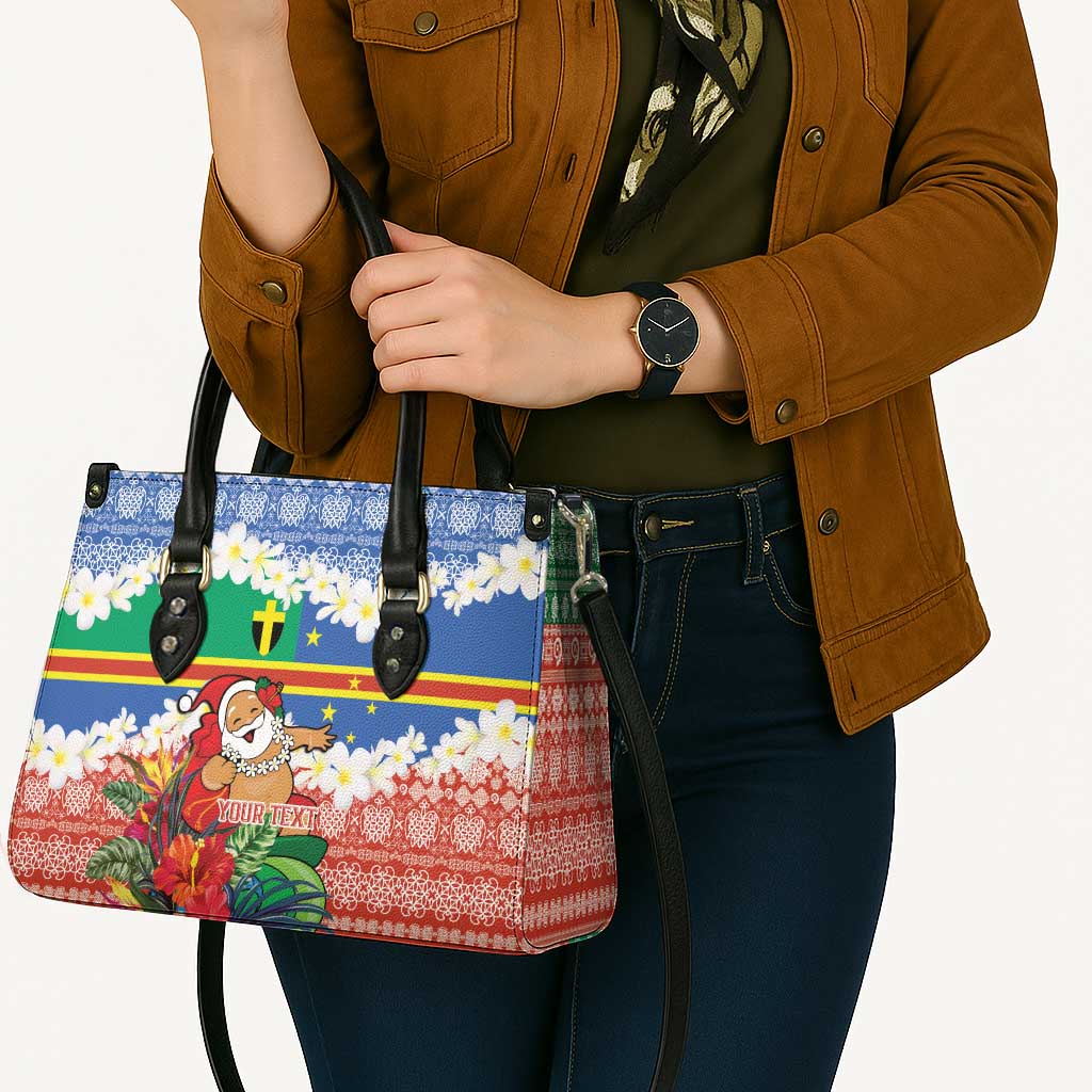 Personalised Tafea Joyeux Noel Leather Bag Proud To Be a Ni-Van Sand Drawing Art - Polynesian Pride