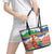 Personalised Tafea Joyeux Noel Leather Tote Bag Proud To Be a Ni-Van Sand Drawing Art - Polynesian Pride