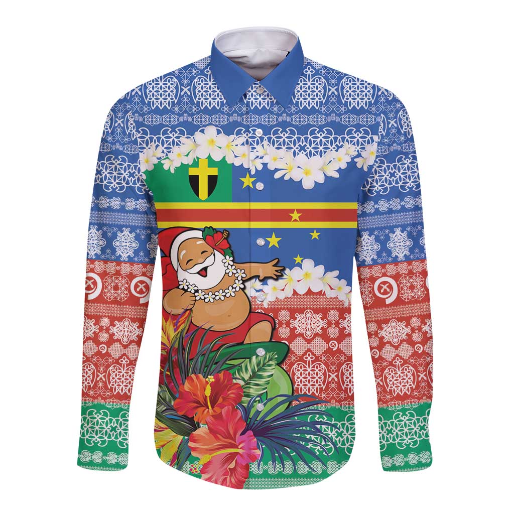 Personalised Tafea Joyeux Noel Long Sleeve Button Shirt Proud To Be a Ni-Van Sand Drawing Art - Polynesian Pride