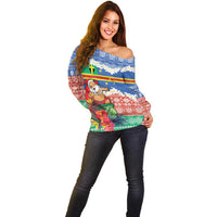 Personalised Tafea Joyeux Noel Off Shoulder Sweater Proud To Be a Ni-Van Sand Drawing Art - Polynesian Pride