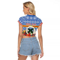 Personalised Tafea Joyeux Noel Raglan Cropped T Shirt Proud To Be a Ni-Van Sand Drawing Art - Polynesian Pride