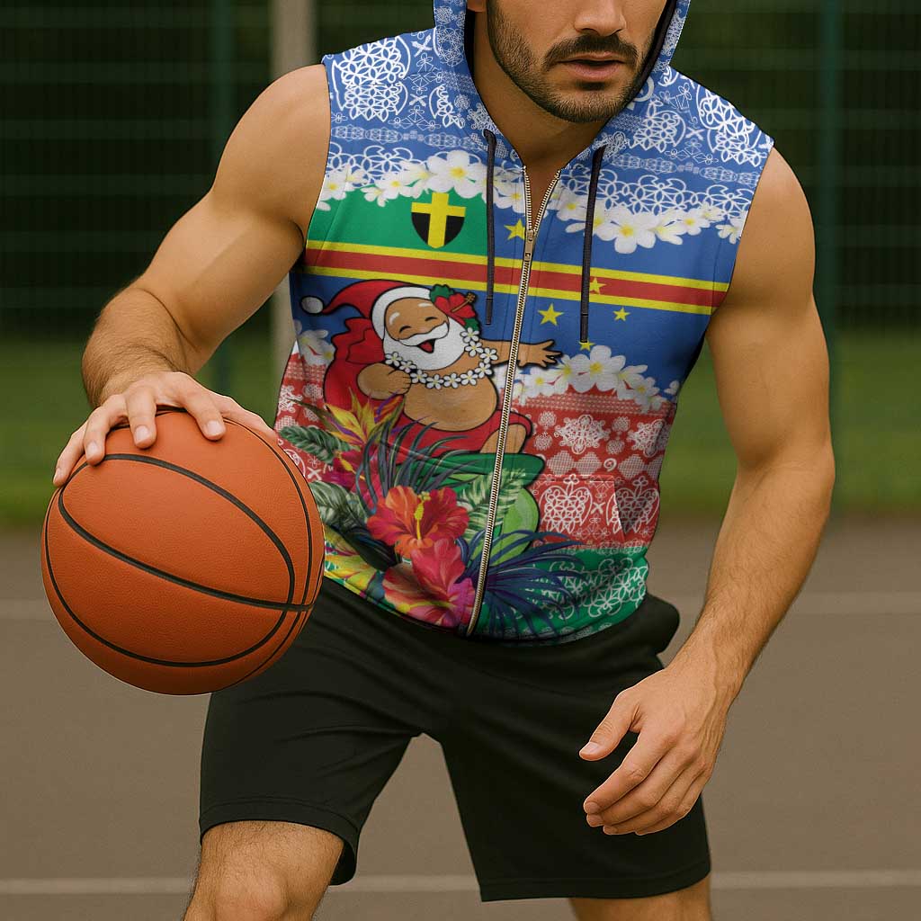 Personalised Tafea Joyeux Noel Sleeveless Zip Hoodie Proud To Be a Ni-Van Sand Drawing Art - Polynesian Pride