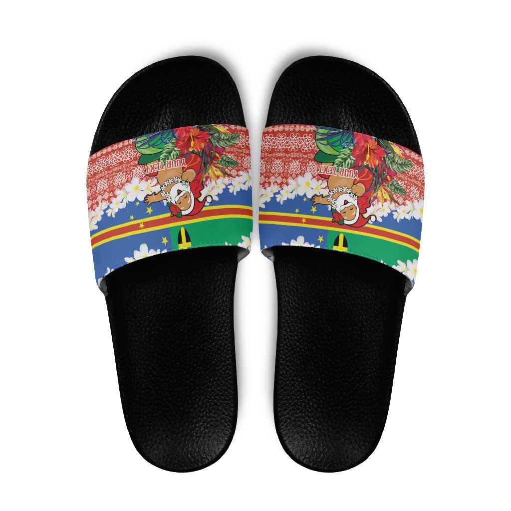 Personalised Tafea Joyeux Noel Slide Sandals Proud To Be a Ni-Van Sand Drawing Art - Polynesian Pride