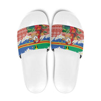 Personalised Tafea Joyeux Noel Slide Sandals Proud To Be a Ni-Van Sand Drawing Art - Polynesian Pride
