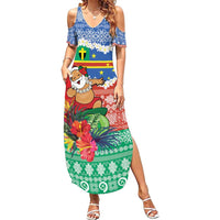 Personalised Tafea Joyeux Noel Summer Maxi Dress Proud To Be a Ni-Van Sand Drawing Art - Polynesian Pride