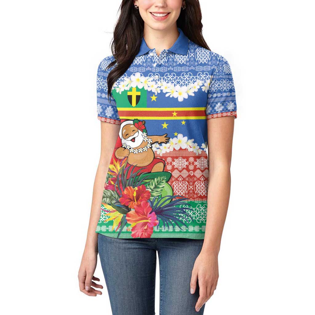 Personalised Tafea Joyeux Noel Women Polo Shirt Proud To Be a Ni-Van Sand Drawing Art - Polynesian Pride