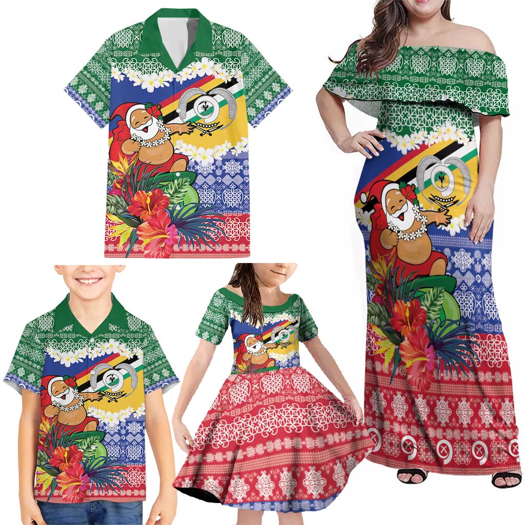 Personalised Torba Joyeux Noel Family Matching Off Shoulder Maxi Dress and Hawaiian Shirt Proud To Be a Ni-Van Sand Drawing Art - Polynesian Pride