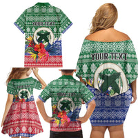 Personalised Torba Joyeux Noel Family Matching Off Shoulder Short Dress and Hawaiian Shirt Proud To Be a Ni-Van Sand Drawing Art - Polynesian Pride