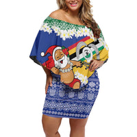 Personalised Torba Joyeux Noel Family Matching Off Shoulder Short Dress and Hawaiian Shirt Proud To Be a Ni-Van Sand Drawing Art - Polynesian Pride