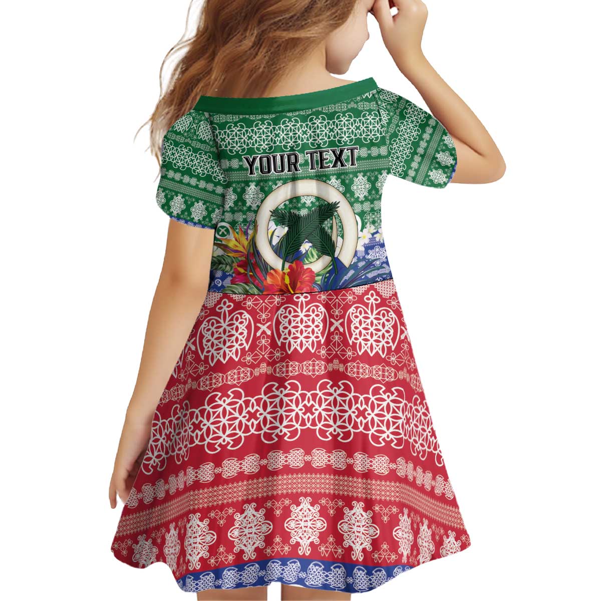 Personalised Torba Joyeux Noel Kid Short Sleeve Dress Proud To Be a Ni-Van Sand Drawing Art - Polynesian Pride