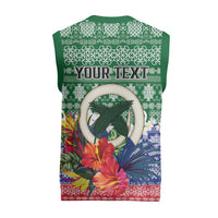 Personalised Torba Joyeux Noel Christmas Knitted V-Neck Vest Proud To Be a Ni-Van Sand Drawing Art - Polynesian Pride
