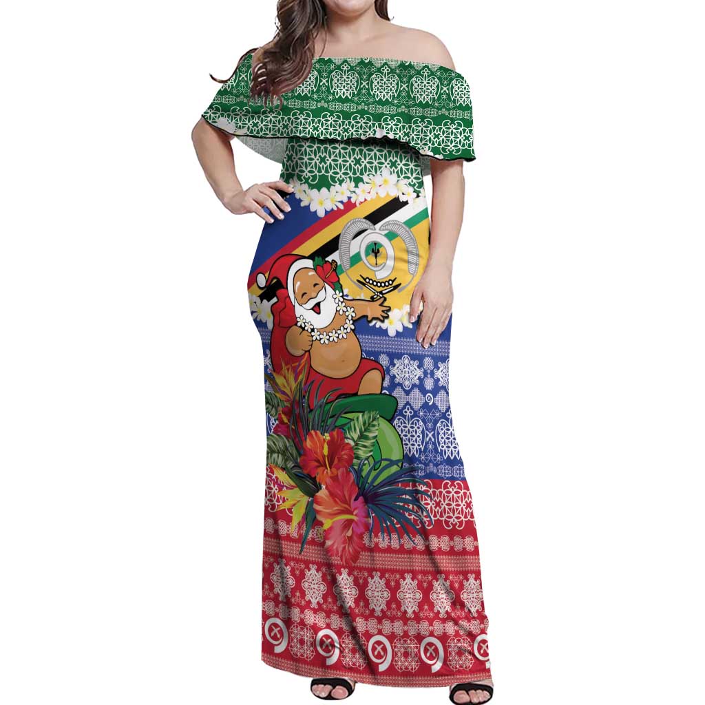 Personalised Torba Joyeux Noel Off Shoulder Maxi Dress Proud To Be a Ni-Van Sand Drawing Art - Polynesian Pride