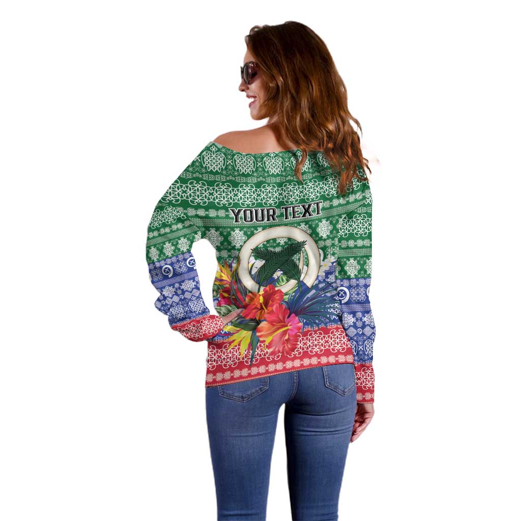 Personalised Torba Joyeux Noel Off Shoulder Sweater Proud To Be a Ni-Van Sand Drawing Art - Polynesian Pride