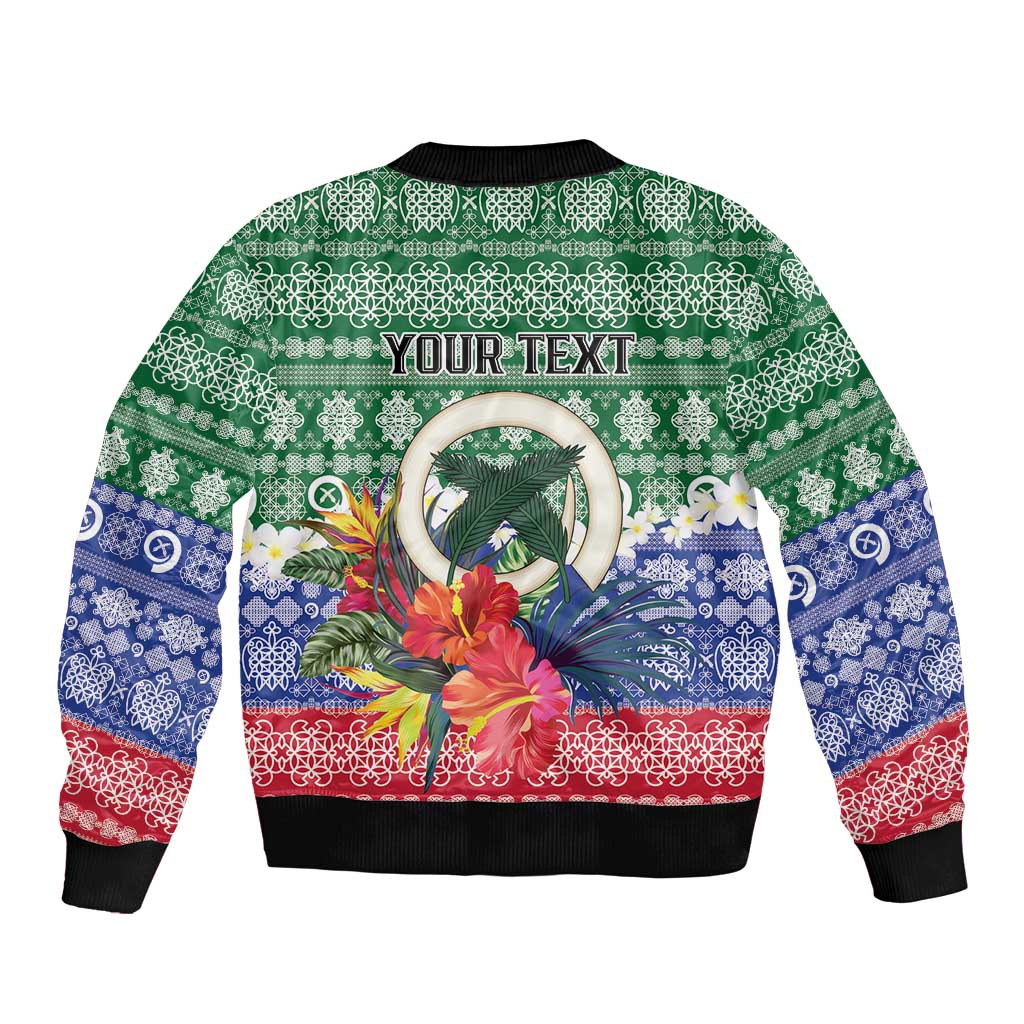 Personalised Torba Joyeux Noel Sleeve Zip Bomber Jacket Proud To Be a Ni-Van Sand Drawing Art - Polynesian Pride