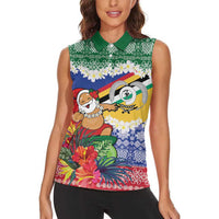 Personalised Torba Joyeux Noel Women Sleeveless Polo Shirt Proud To Be a Ni-Van Sand Drawing Art - Polynesian Pride