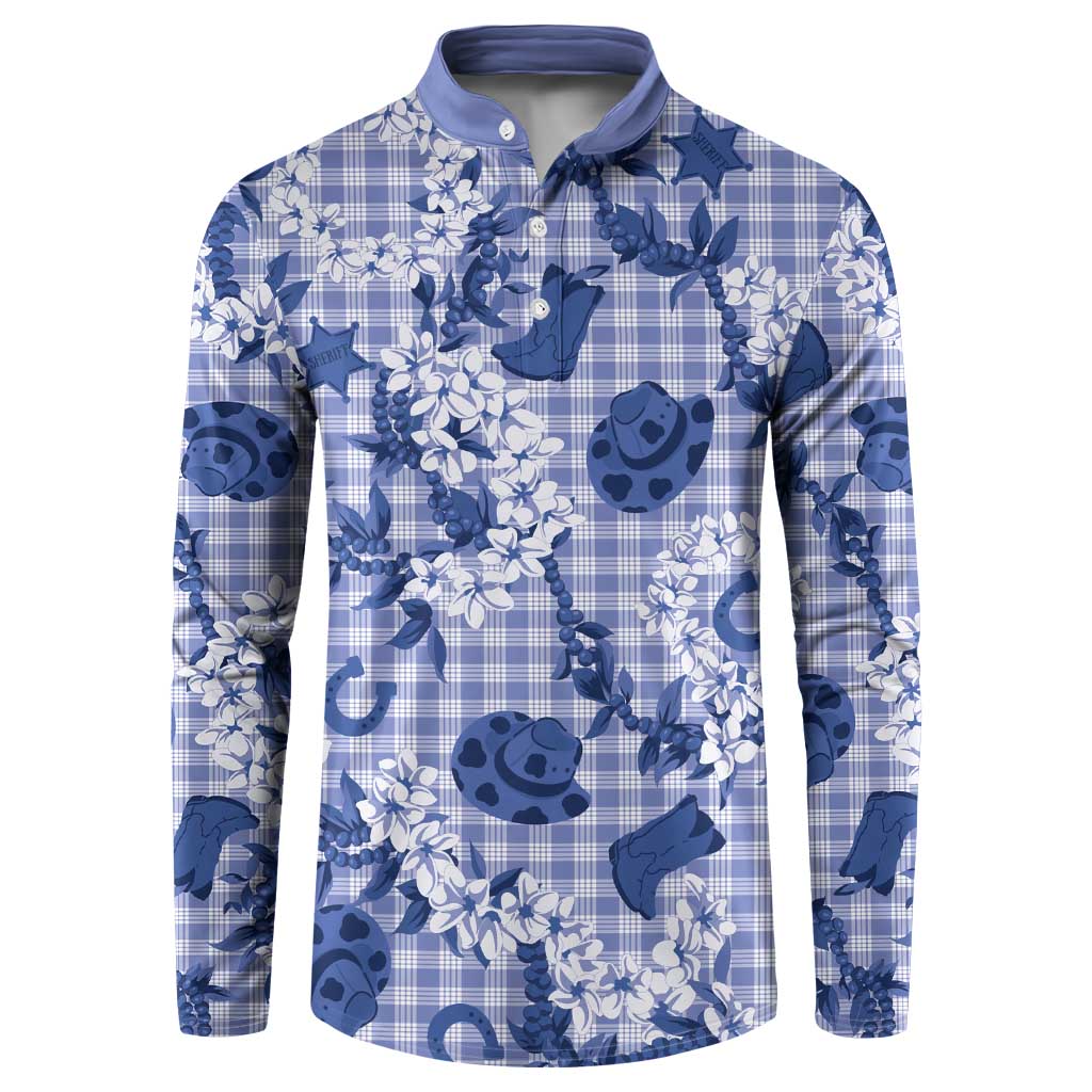 Mokihana Maile Ilima Leis Paniolo Palaka Button Sweatshirt Hawaiian Polu Spirit - Polynesian Pride