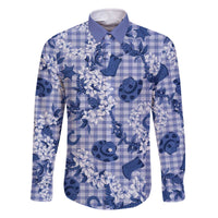 Mokihana Maile Ilima Leis Paniolo Palaka Family Matching Off The Shoulder Long Sleeve Dress and Hawaiian Shirt Hawaiian Polu Spirit - Polynesian Pride