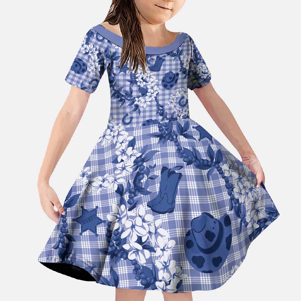 Mokihana Maile Ilima Leis Paniolo Palaka Family Matching Short Sleeve Bodycon Dress and Hawaiian Shirt Hawaiian Polu Spirit - Polynesian Pride