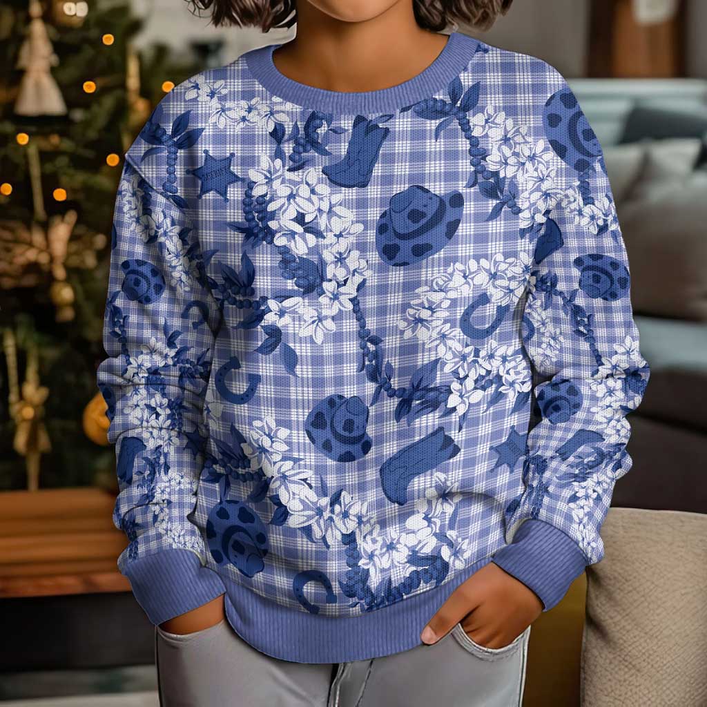 Mokihana Maile Ilima Leis Paniolo Palaka Kid Ugly Christmas Sweater Hawaiian Polu Spirit - Polynesian Pride