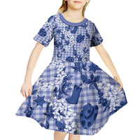 Mokihana Maile Ilima Leis Paniolo Palaka Kid Short Sleeve Dress Hawaiian Polu Spirit - Polynesian Pride