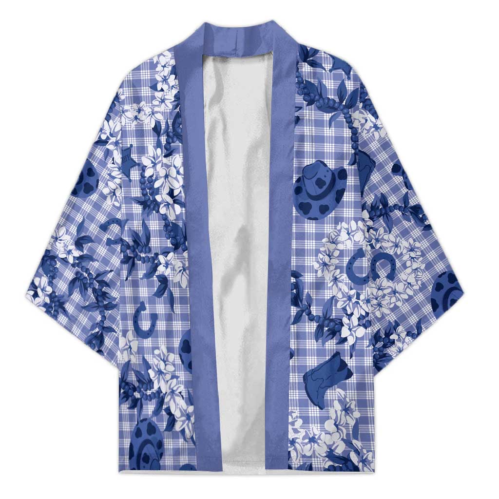 Mokihana Maile Ilima Leis Paniolo Palaka Kimono Hawaiian Polu Spirit LT9 Unisex Blue - Polynesian Pride