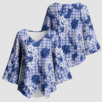 Mokihana Maile Ilima Leis Paniolo Palaka Kimono Sleeve Blouse Hawaiian Polu Spirit - Polynesian Pride