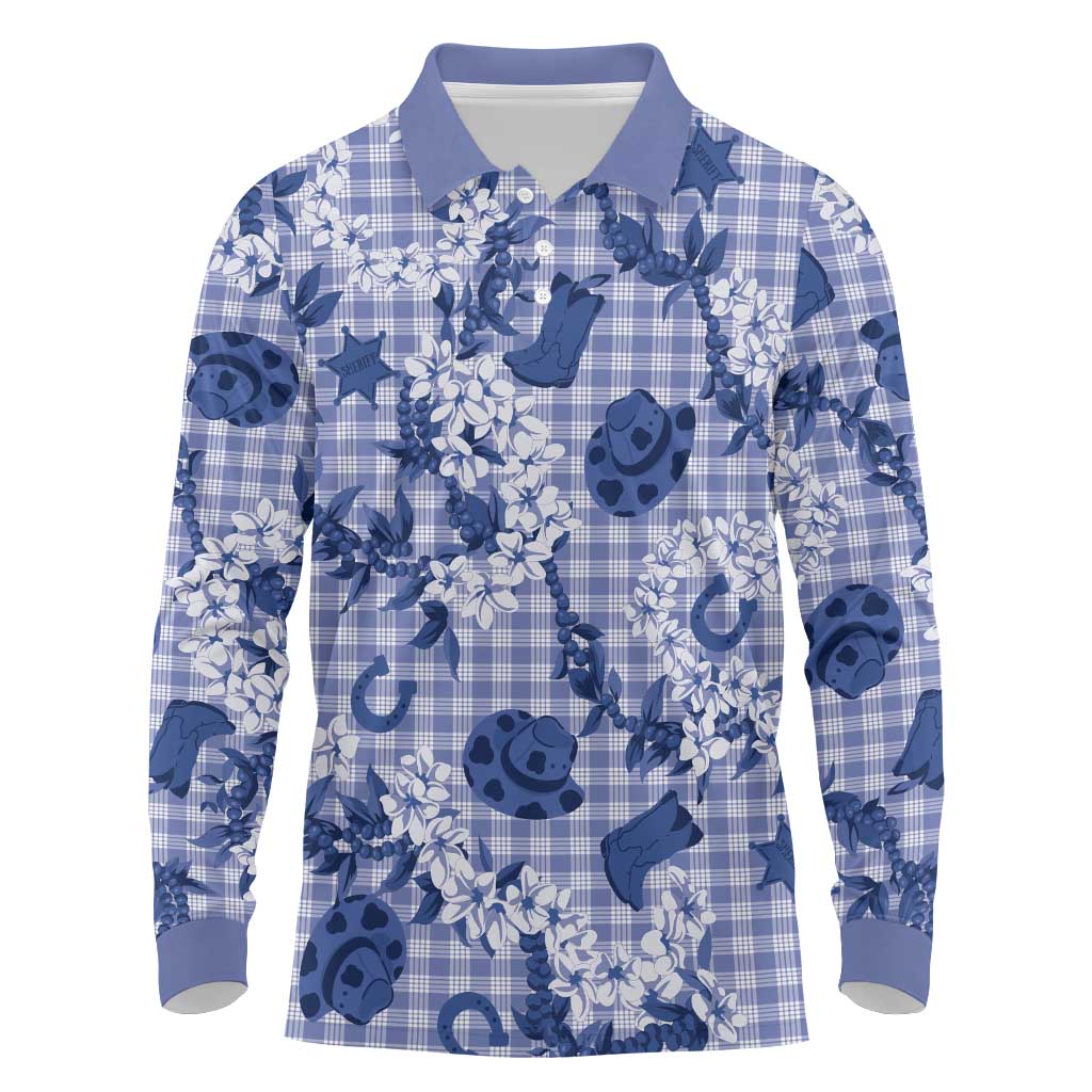 Mokihana Maile Ilima Leis Paniolo Palaka Long Sleeve Polo Shirt Hawaiian Polu Spirit - Polynesian Pride