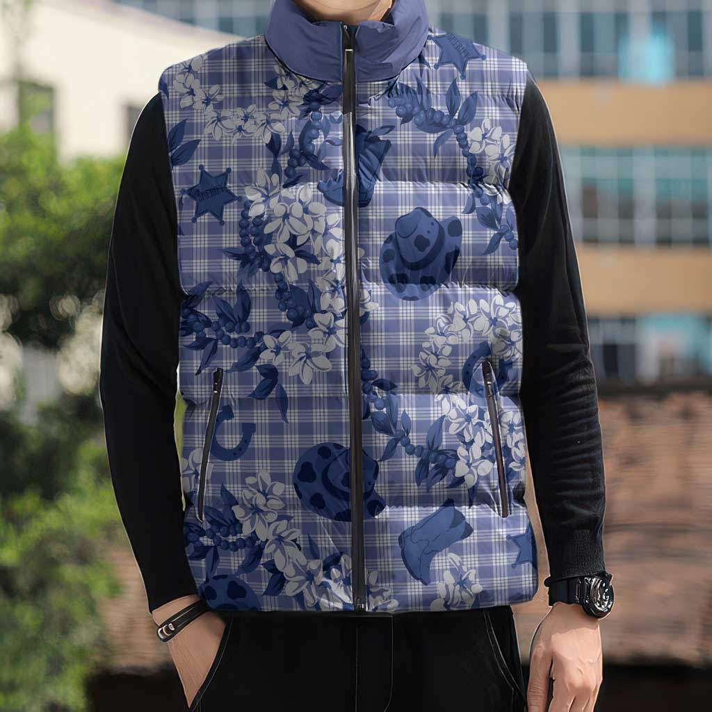 Mokihana Maile Ilima Leis Paniolo Palaka Sleeveless Puffer Jacket Hawaiian Polu Spirit - Polynesian Pride