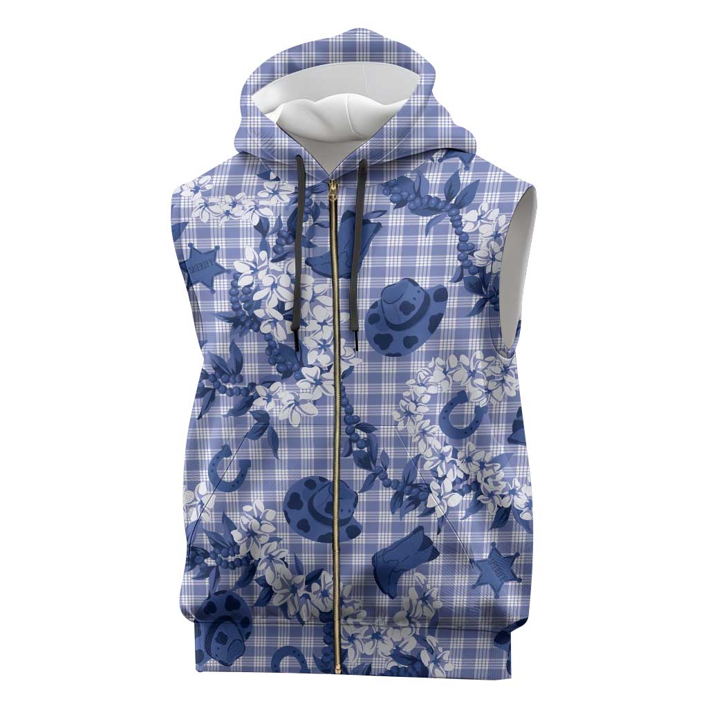 Mokihana Maile Ilima Leis Paniolo Palaka Sleeveless Zip Hoodie Hawaiian Polu Spirit - Polynesian Pride