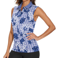 Mokihana Maile Ilima Leis Paniolo Palaka Women Sleeveless Polo Shirt Hawaiian Polu Spirit - Polynesian Pride