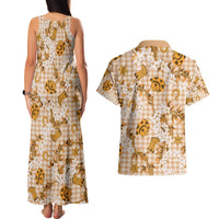 Mokihana Maile Ilima Leis Paniolo Palaka Couples Matching Tank Maxi Dress and Hawaiian Shirt Hawaiian Kula Spirit - Polynesian Pride