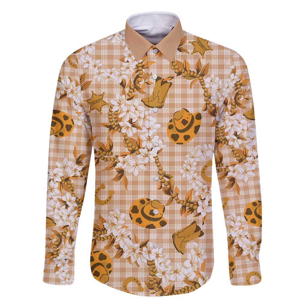 Mokihana Maile Ilima Leis Paniolo Palaka Family Matching Long Sleeve Bodycon Dress and Hawaiian Shirt Hawaiian Kula Spirit - Polynesian Pride