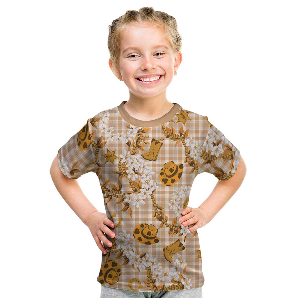 Mokihana Maile Ilima Leis Paniolo Palaka Kid T Shirt Hawaiian Kula Spirit LT9 Gold - Polynesian Pride