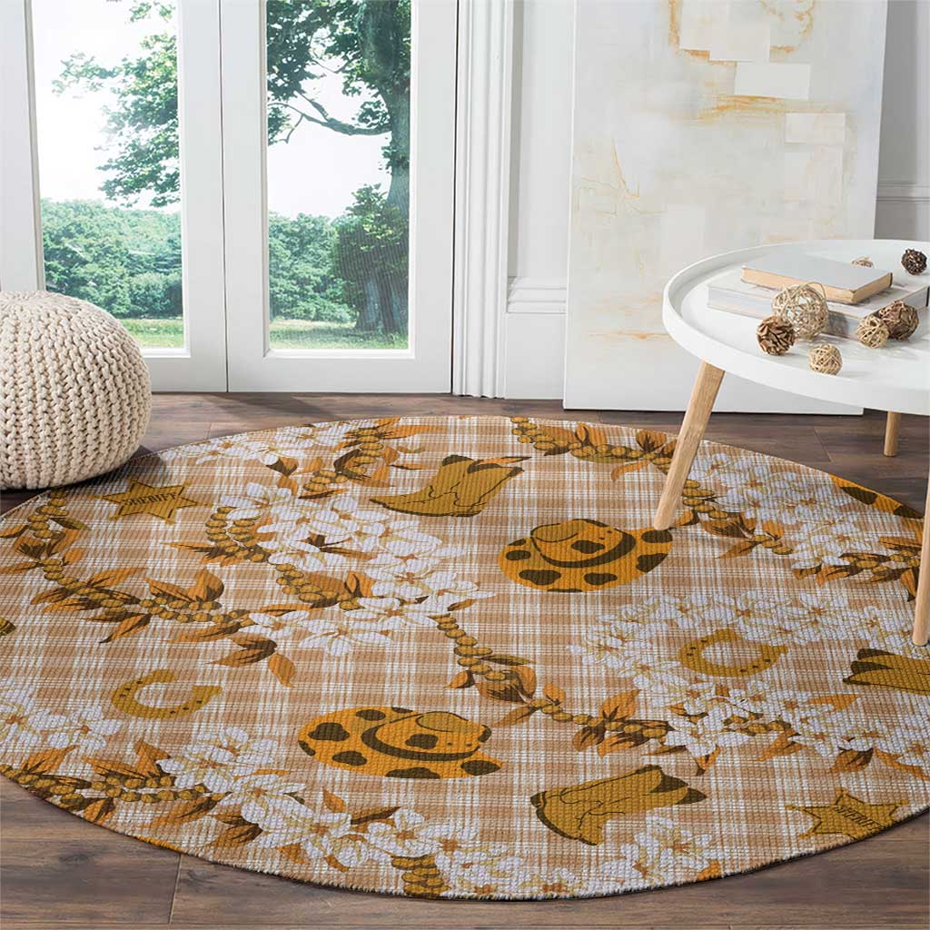 Mokihana Maile Ilima Leis Paniolo Palaka Round Carpet Hawaiian Kula Spirit - Polynesian Pride