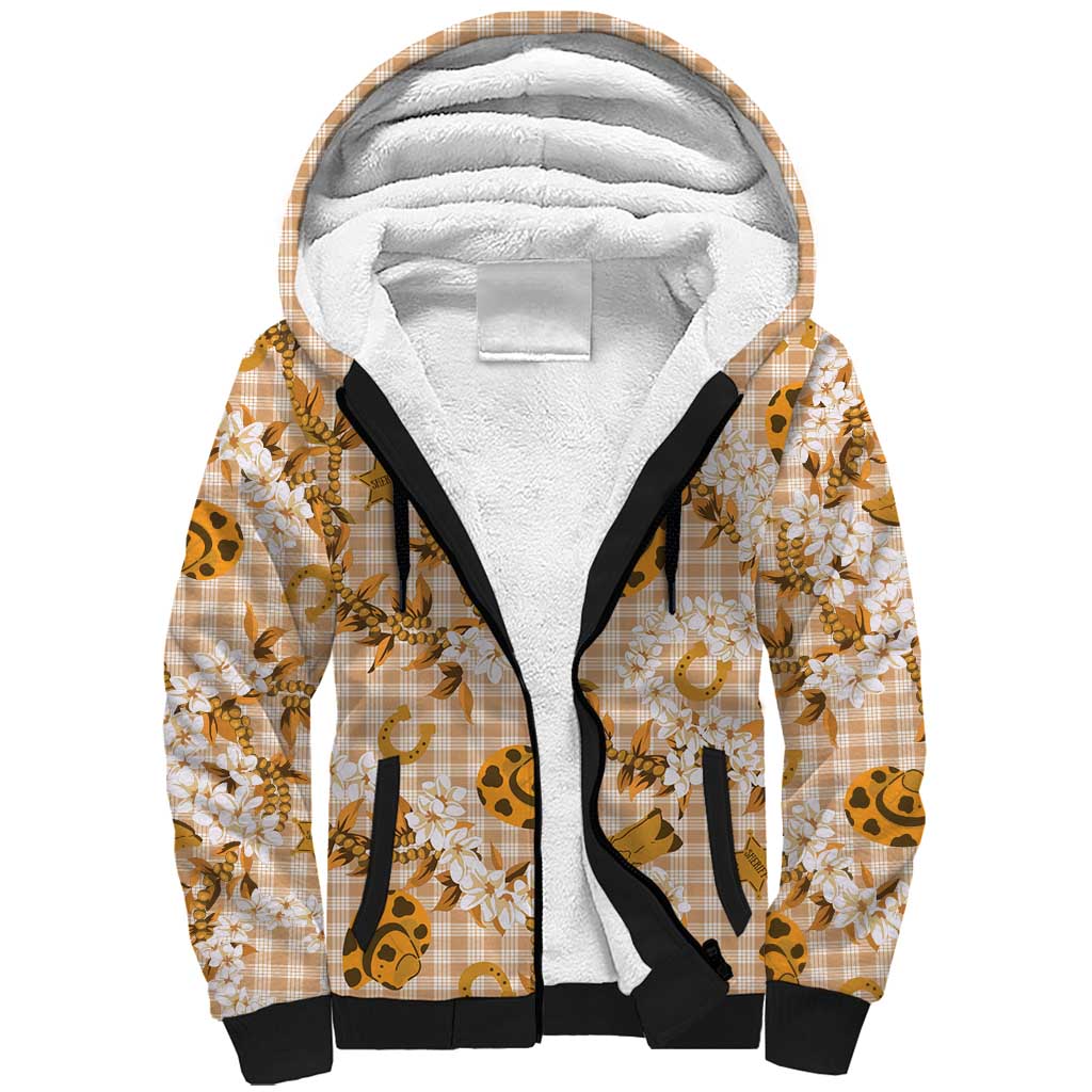 Mokihana Maile Ilima Leis Paniolo Palaka Sherpa Hoodie Hawaiian Kula Spirit LT9 Unisex Gold - Polynesian Pride