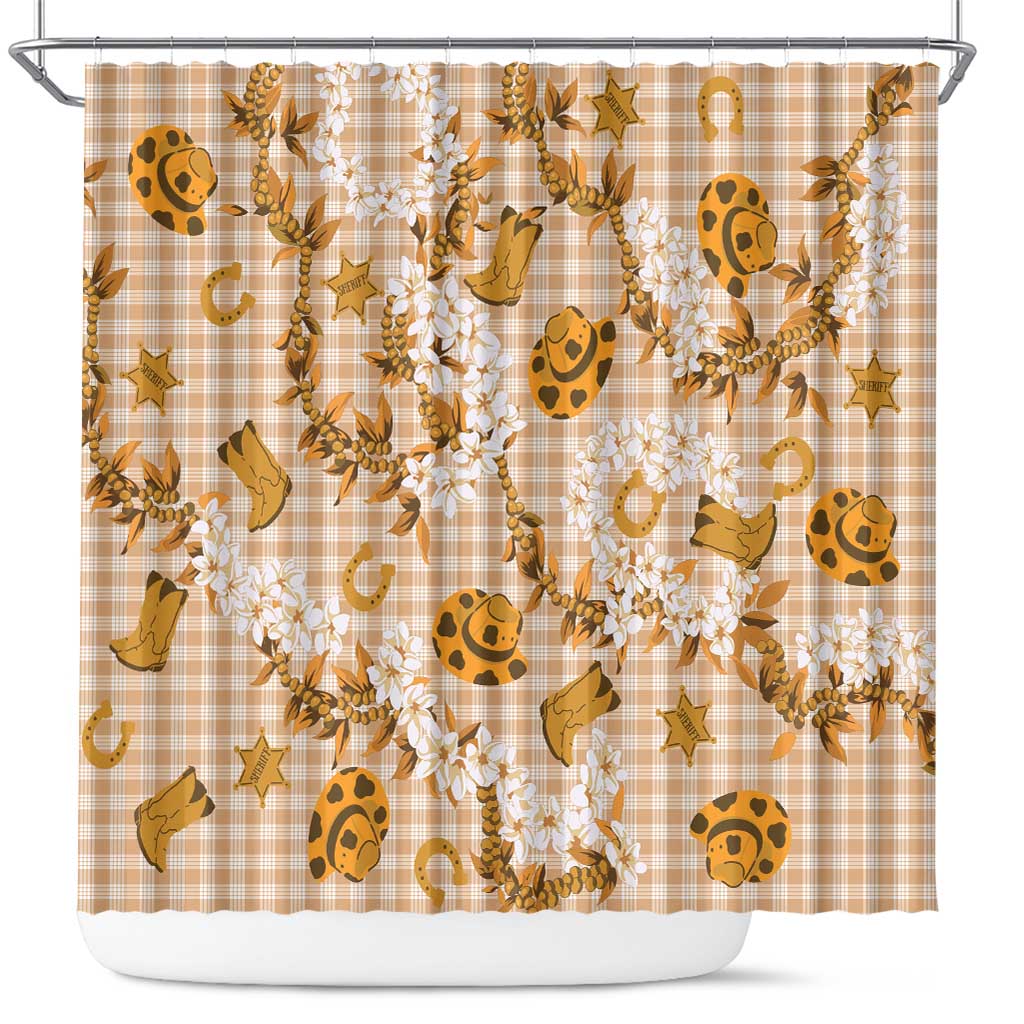 Mokihana Maile Ilima Leis Paniolo Palaka Shower Curtain Hawaiian Kula Spirit - Polynesian Pride