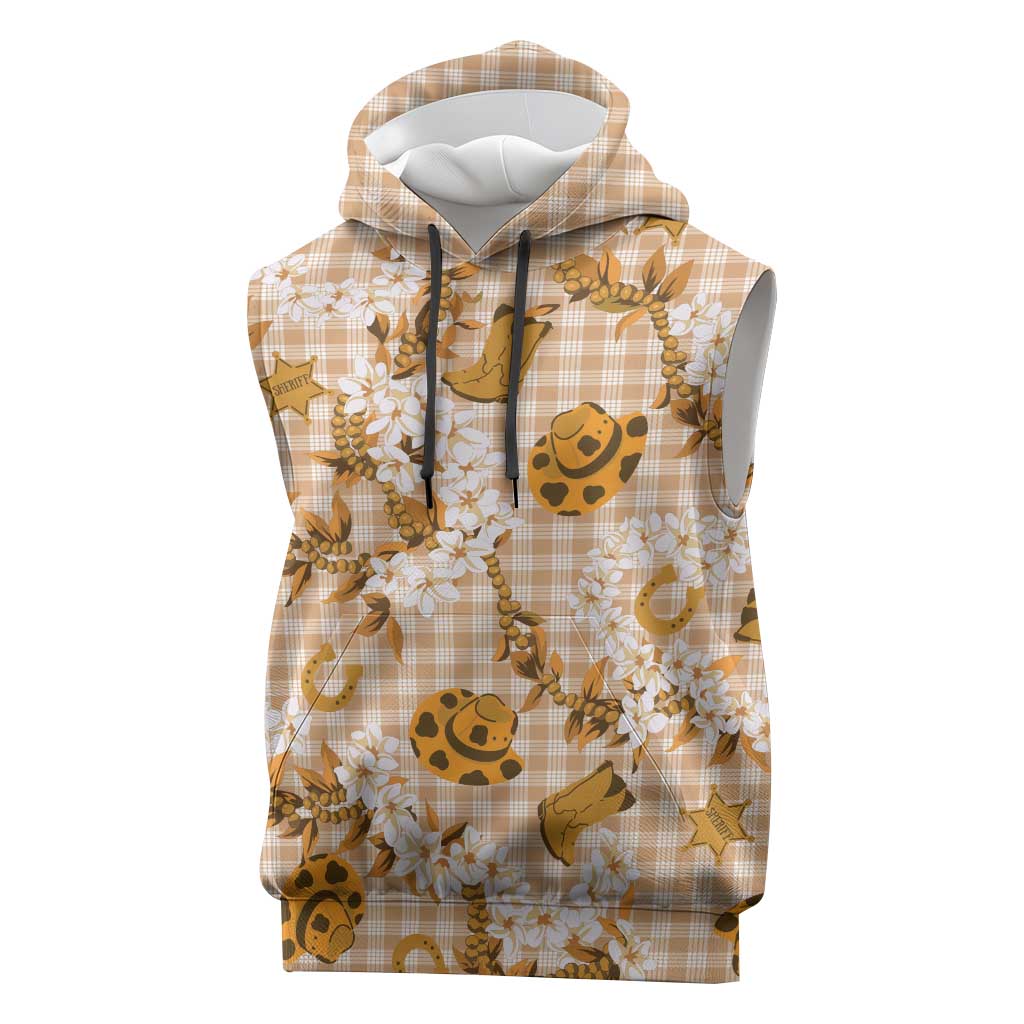 Mokihana Maile Ilima Leis Paniolo Palaka Sleeveless Hoodie Hawaiian Kula Spirit LT9 Gold - Polynesian Pride