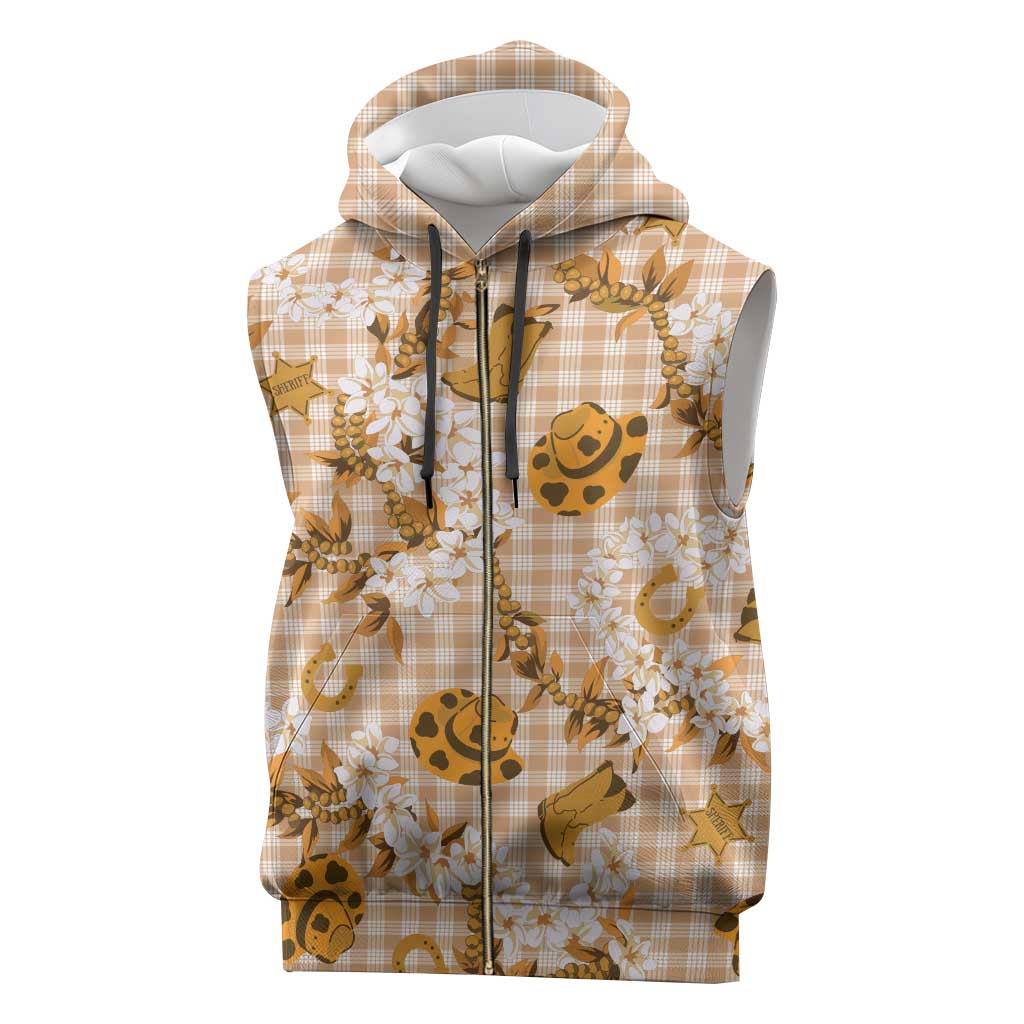 Mokihana Maile Ilima Leis Paniolo Palaka Sleeveless Zip Hoodie Hawaiian Kula Spirit - Polynesian Pride