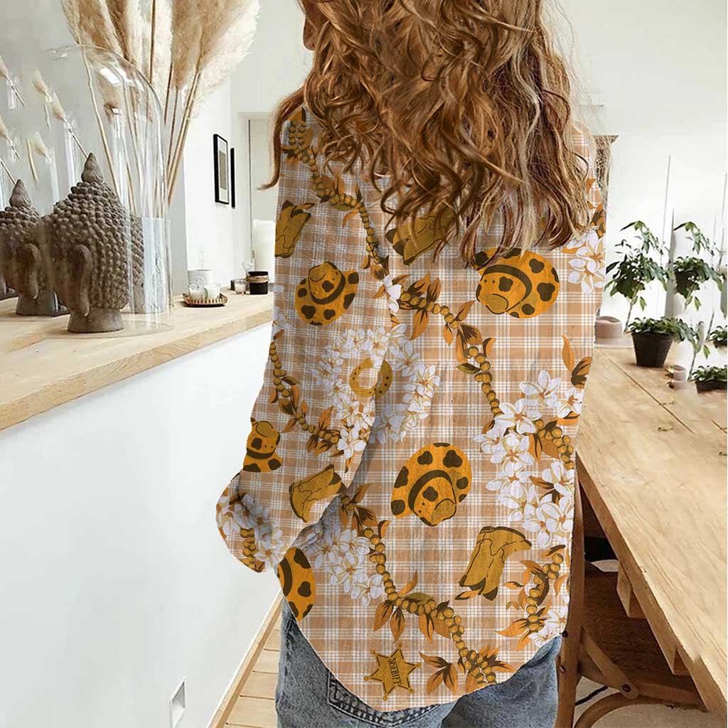 Mokihana Maile Ilima Leis Paniolo Palaka Women Casual Shirt Hawaiian Kula Spirit - Polynesian Pride