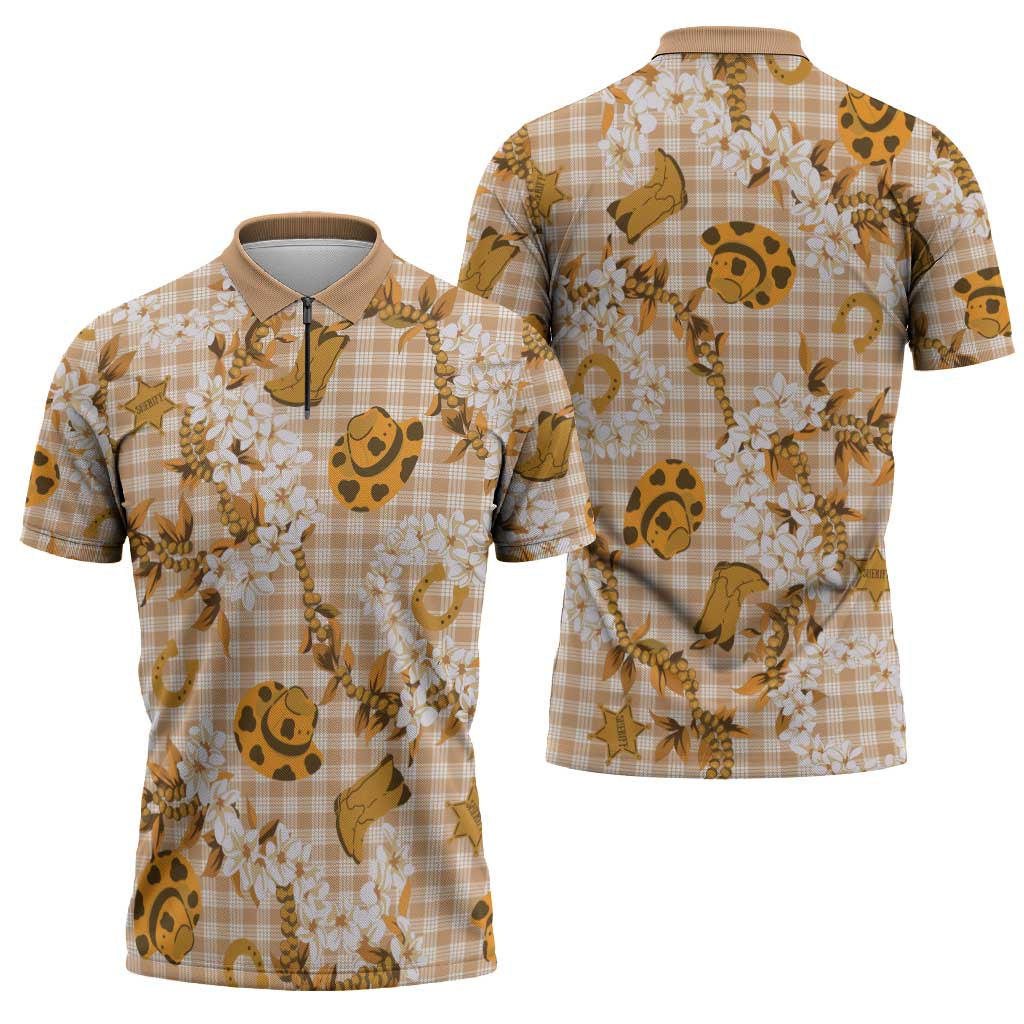 Mokihana Maile Ilima Leis Paniolo Palaka Zipper Polo Shirt Hawaiian Kula Spirit - Polynesian Pride