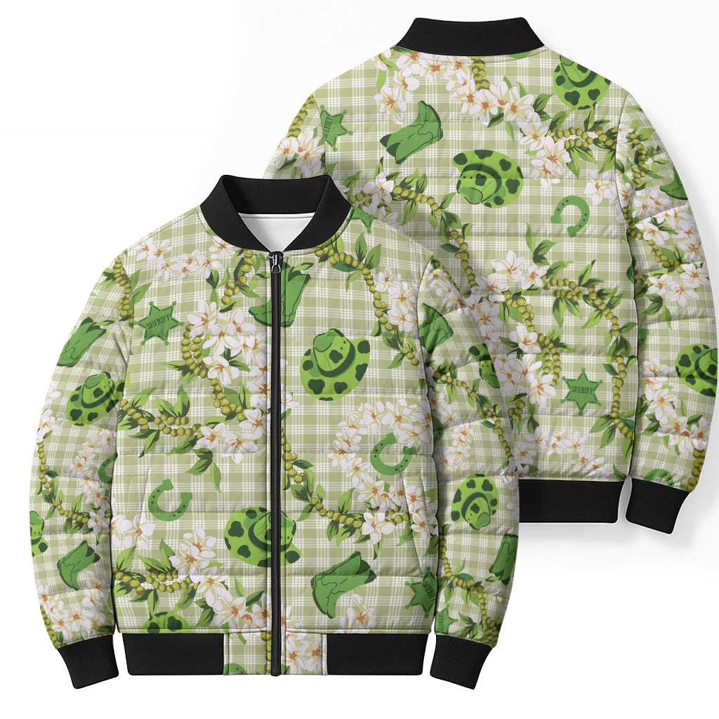 Mokihana Maile Ilima Leis Paniolo Palaka Bomber Puffer Jacket Hawaiian Omaomo Ala Spirit - Polynesian Pride