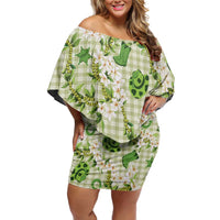 Mokihana Maile Ilima Leis Paniolo Palaka Family Matching Off Shoulder Short Dress and Hawaiian Shirt Hawaiian Omaomo Ala Spirit - Polynesian Pride