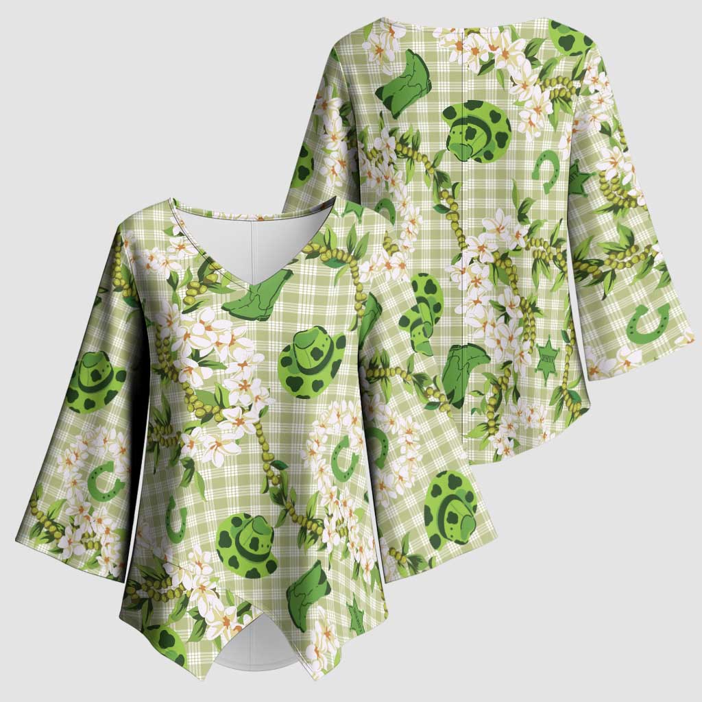 Mokihana Maile Ilima Leis Paniolo Palaka Kimono Sleeve Blouse Hawaiian Omaomo Ala Spirit - Polynesian Pride