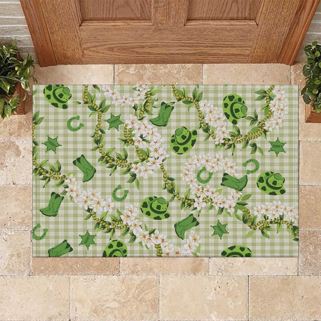 Mokihana Maile Ilima Leis Paniolo Palaka Rubber Doormat Hawaiian Omaomo Ala Spirit - Polynesian Pride