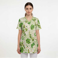 Mokihana Maile Ilima Leis Paniolo Palaka Scrub Top Hawaiian Omaomo Ala Spirit - Polynesian Pride