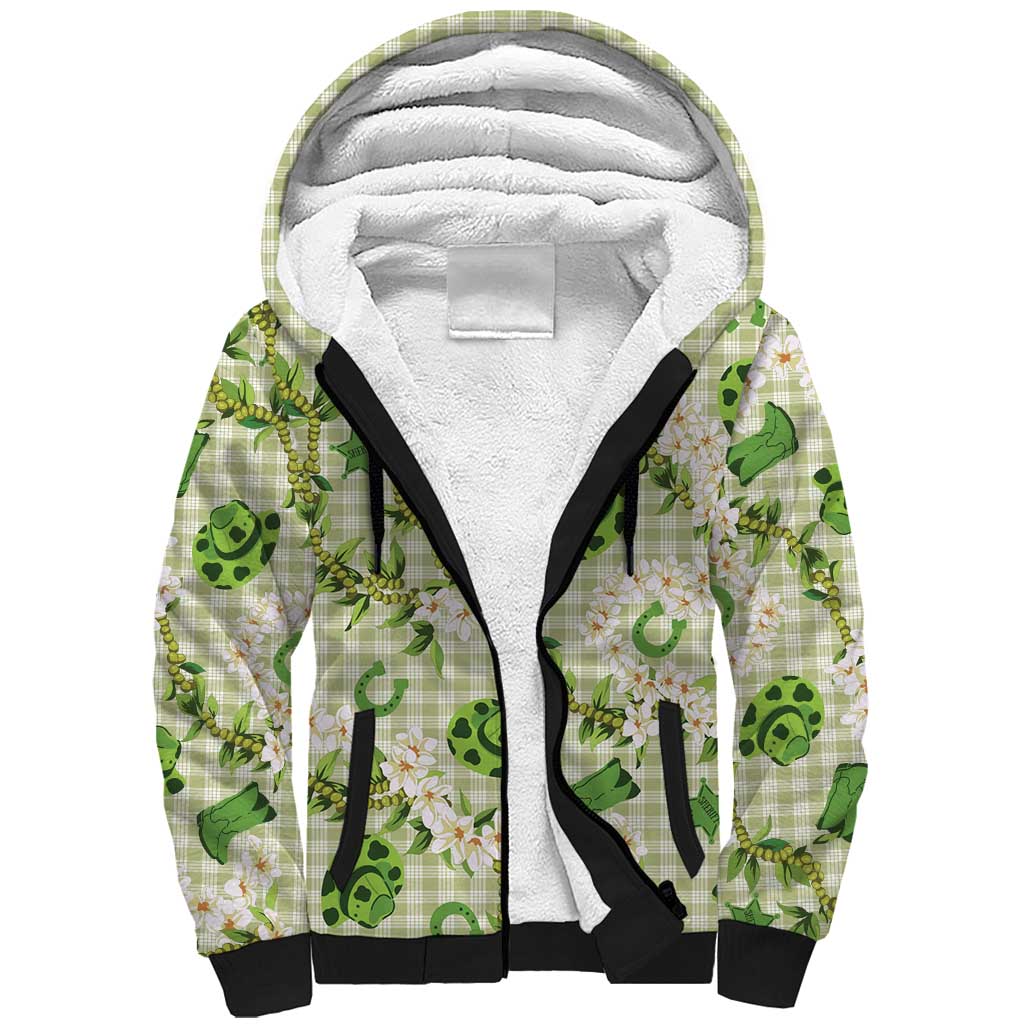 Mokihana Maile Ilima Leis Paniolo Palaka Sherpa Hoodie Hawaiian Omaomo Ala Spirit LT9 Unisex Green - Polynesian Pride
