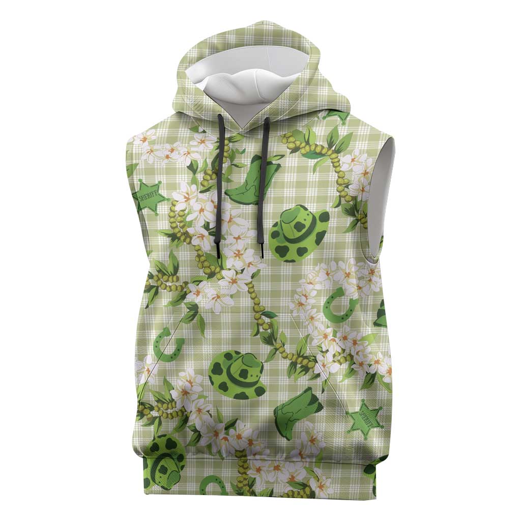 Mokihana Maile Ilima Leis Paniolo Palaka Sleeveless Hoodie Hawaiian Omaomo Ala Spirit LT9 Green - Polynesian Pride