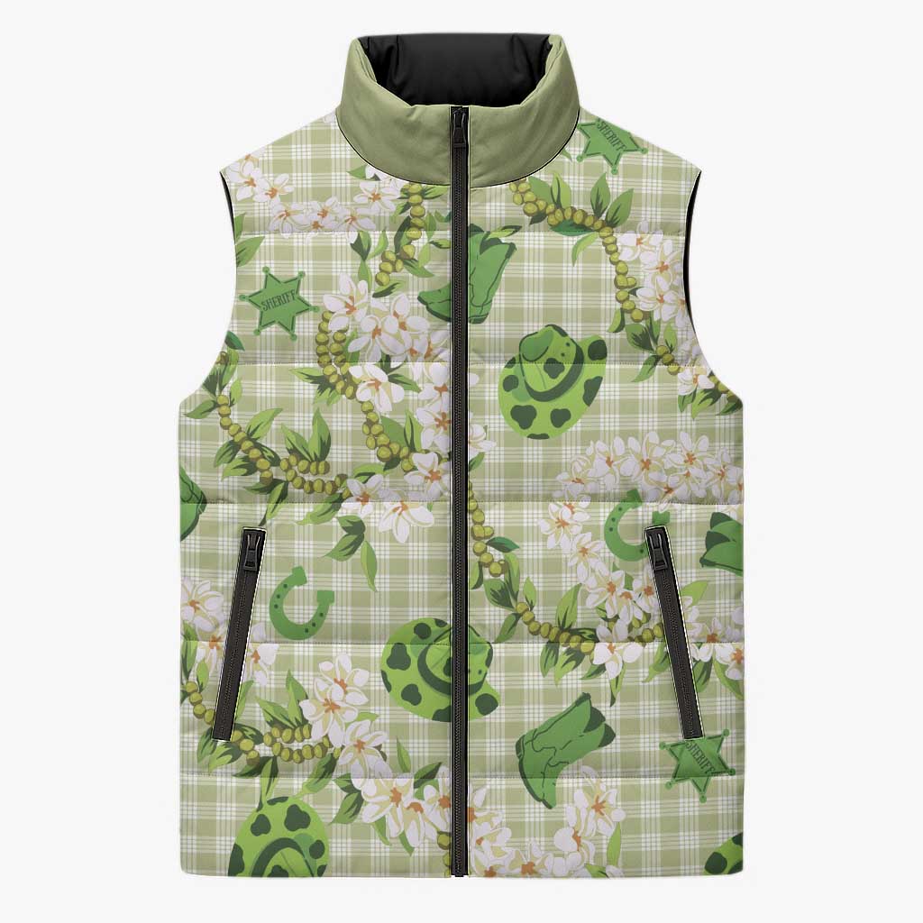 Mokihana Maile Ilima Leis Paniolo Palaka Sleeveless Puffer Jacket Hawaiian Omaomo Ala Spirit - Polynesian Pride