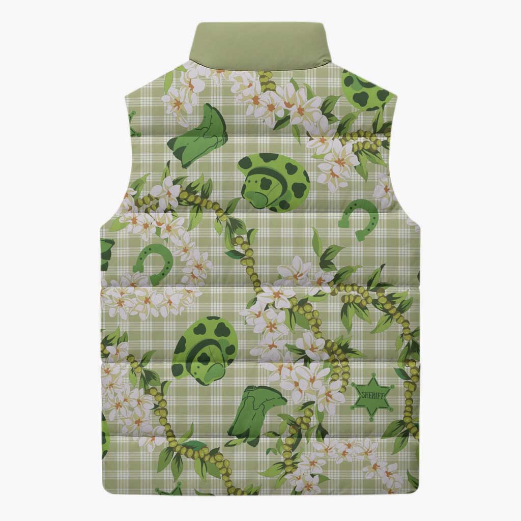 Mokihana Maile Ilima Leis Paniolo Palaka Sleeveless Puffer Jacket Hawaiian Omaomo Ala Spirit - Polynesian Pride